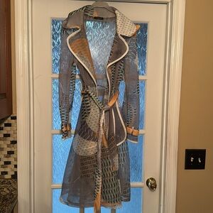 Colorful Patterned Transparent Trench Coat